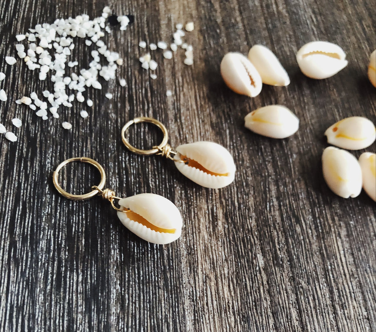 Cowrie Shell Hoop Earrings