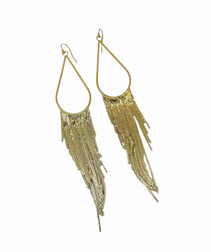 Long Gold Tassel Earrings