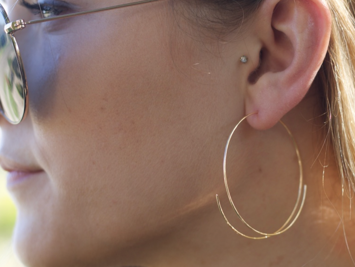 2" Hoop in 14k Gold Filled Threader hoop 