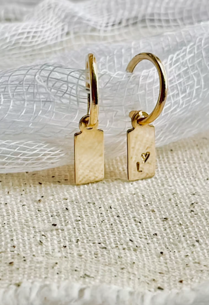 Initial Huggie Hoop Earrings