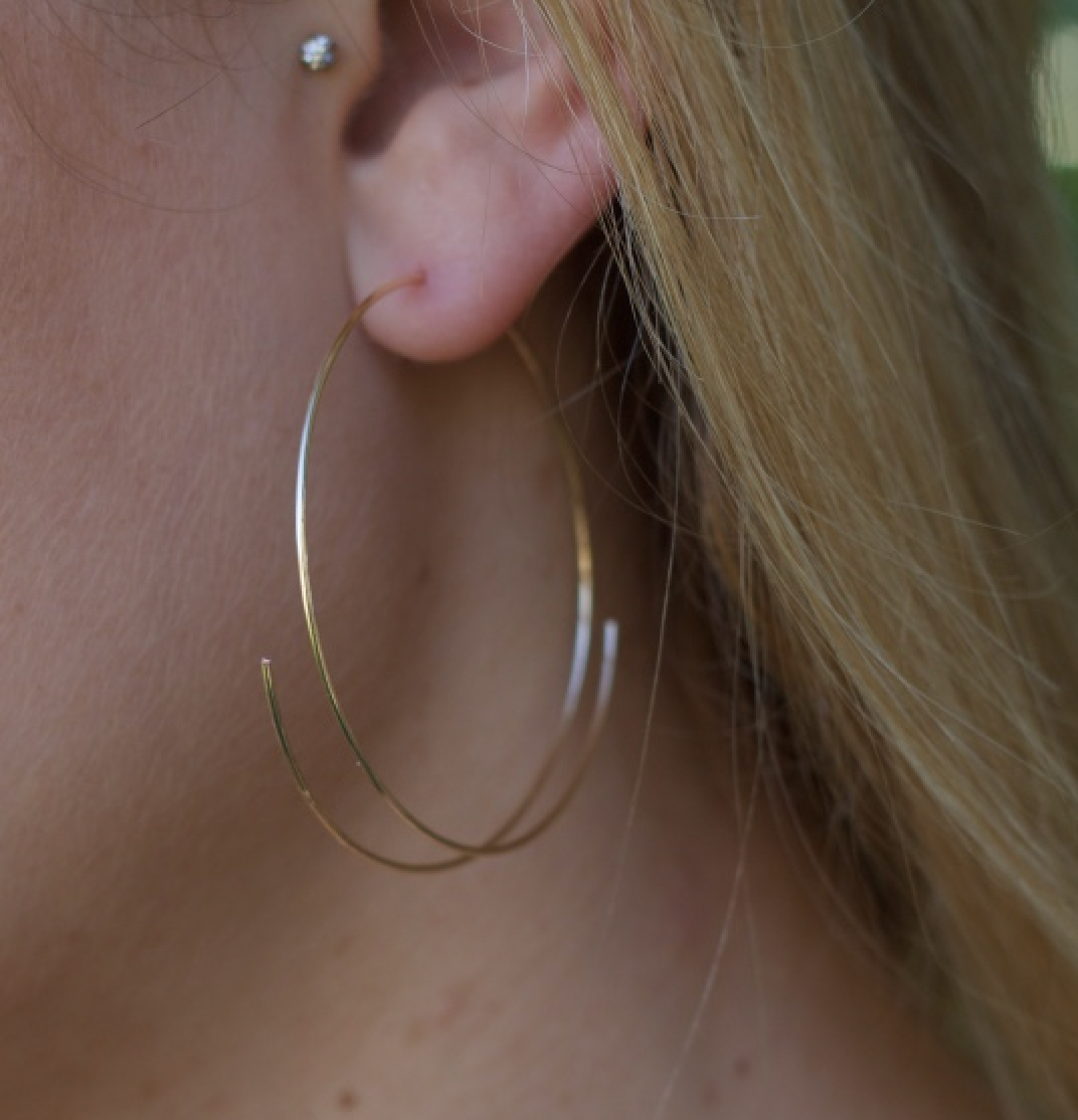 Matte Gold Spiral Twist Threader Hoop Earrings, Gold Medium Tear Drop Hoops,  Twist Hoops, Piercing Earrings,