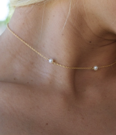 Three Pearl Choker Necklace