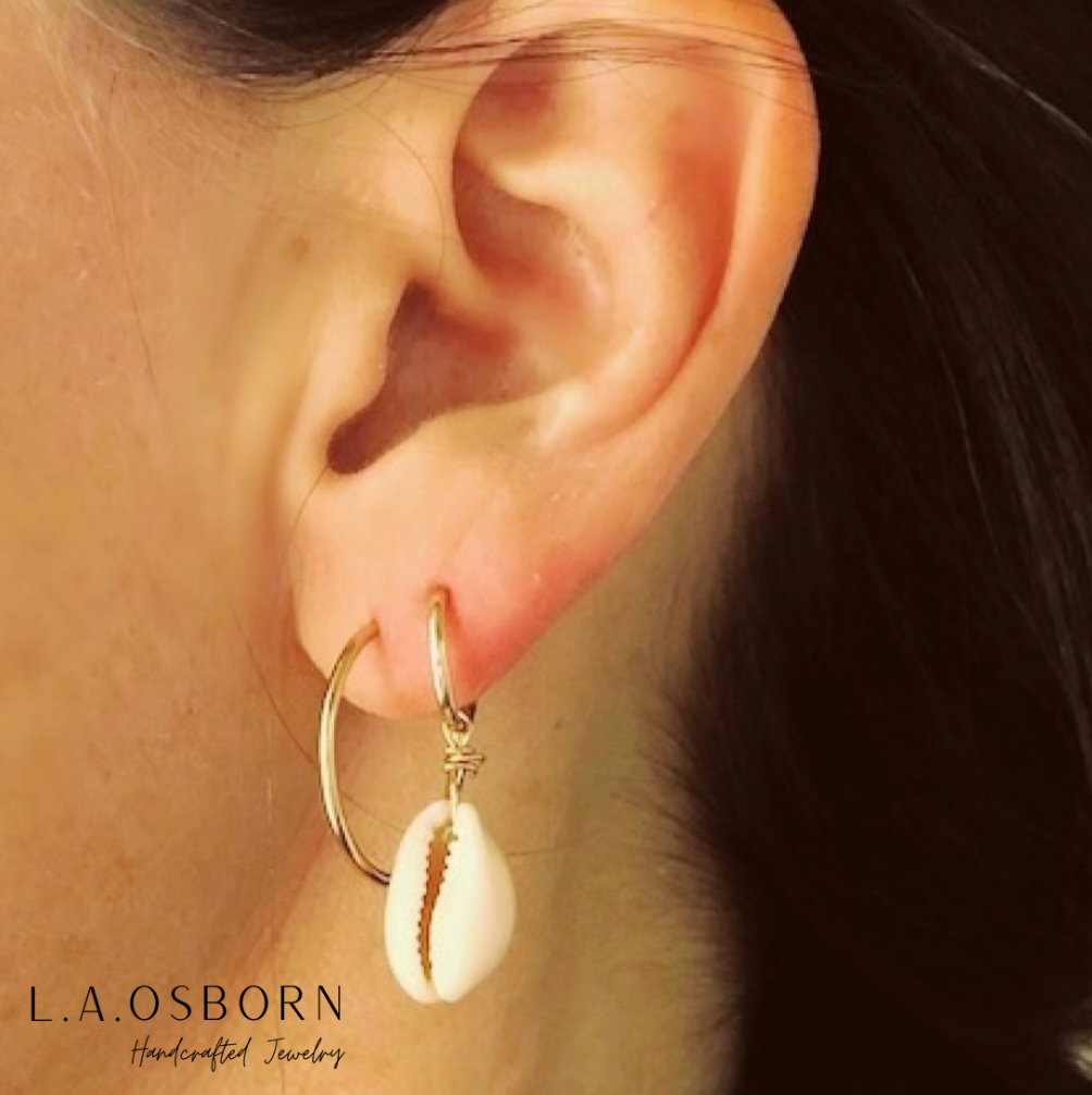 Cowrie Shell Hoop Earrings