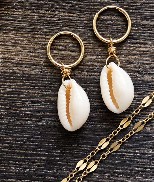 Cowrie Shell Hoop Earrings