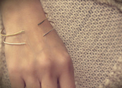 Open Hammered Cuff Bracelet - laosborn