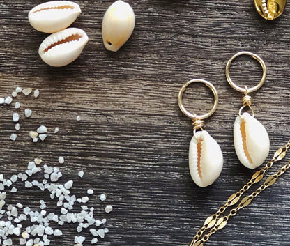 Cowrie Shell Hoop Earrings