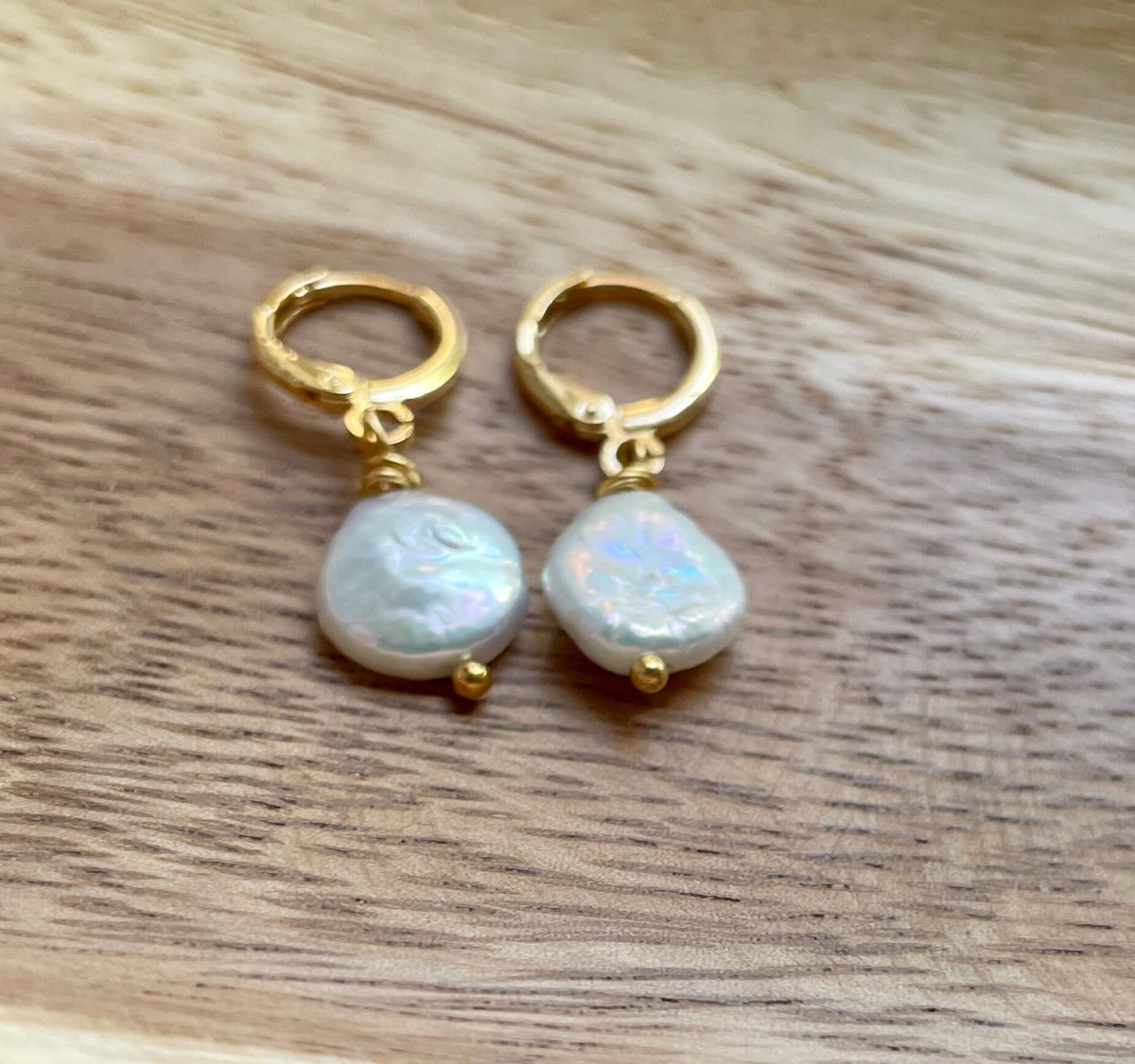 Coin Pearl Drop Earrings